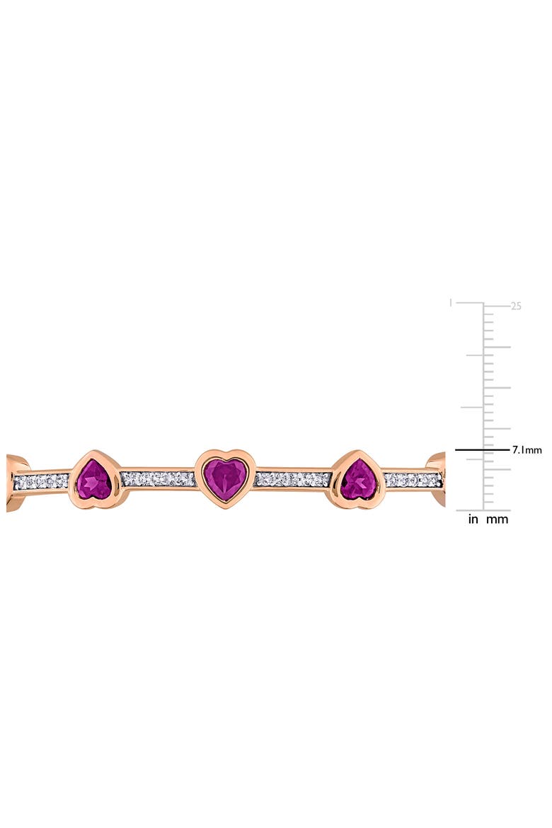 Sterling Silver Rhodolite Garnet Heart Bangle, Alternate, color, RED