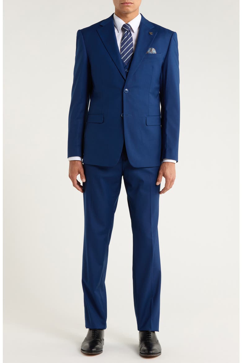 Indigo Mélange 3-Piece Suit, Main, color, INDIGO