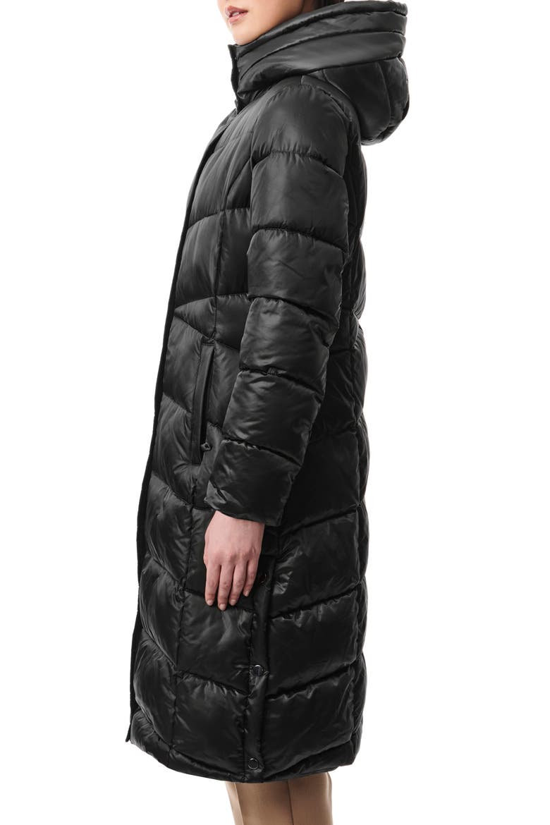 Shiny Insulated Puffer Coat, Alternate, color, BLACK