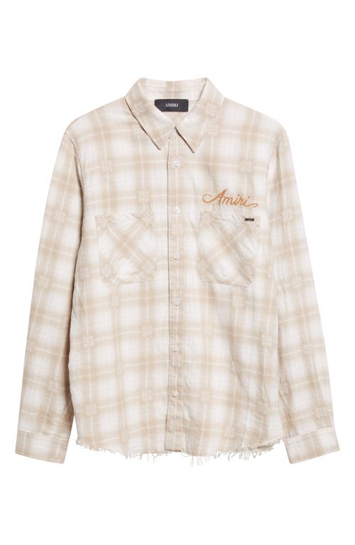 Amiri Bleach Bandana Patch Flannel Button-up Shirt In Neutral