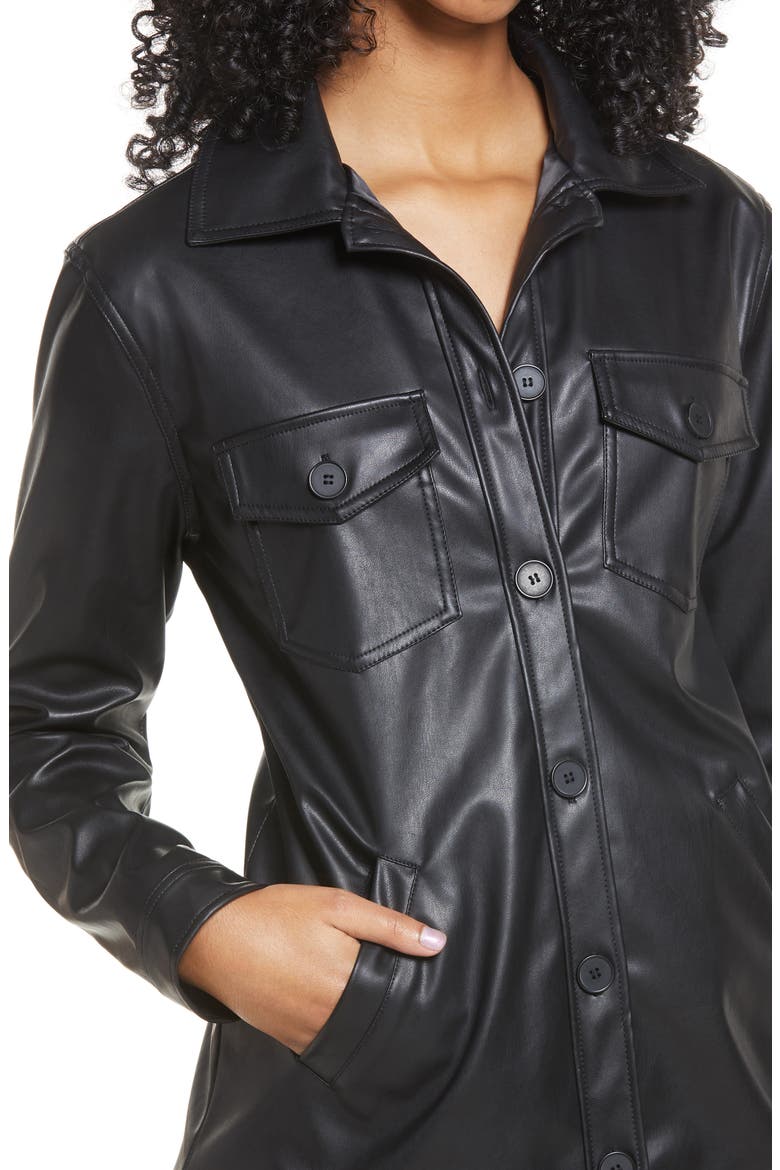 Faux Leather Collar Jacket, Alternate, color, BLACK