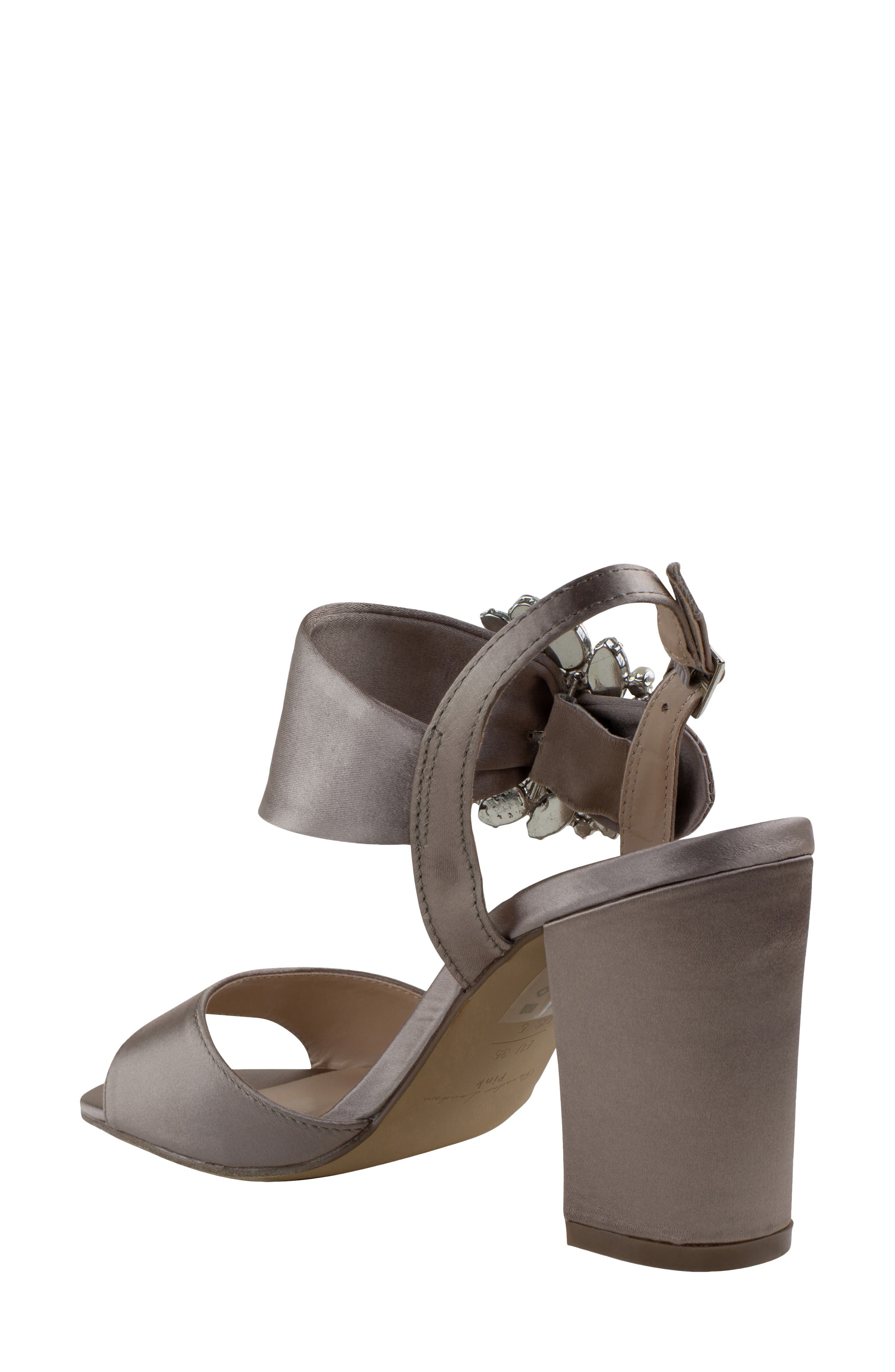 Paradox London Pink Manhattan Embellished Sandal, Alternate, color, Taupe Satin