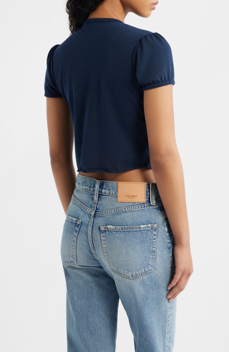 Bella Venice The Boni Short Sleeve Button-Up Top, Alternate, color, Navy