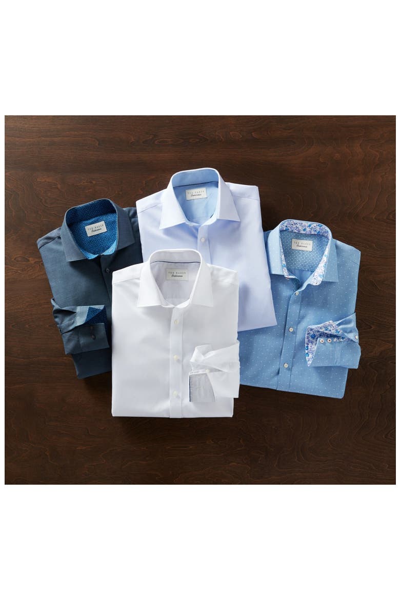 'Oncore' Trim Fit Micro Stripe Dress Shirt, Alternate, color, WHITE