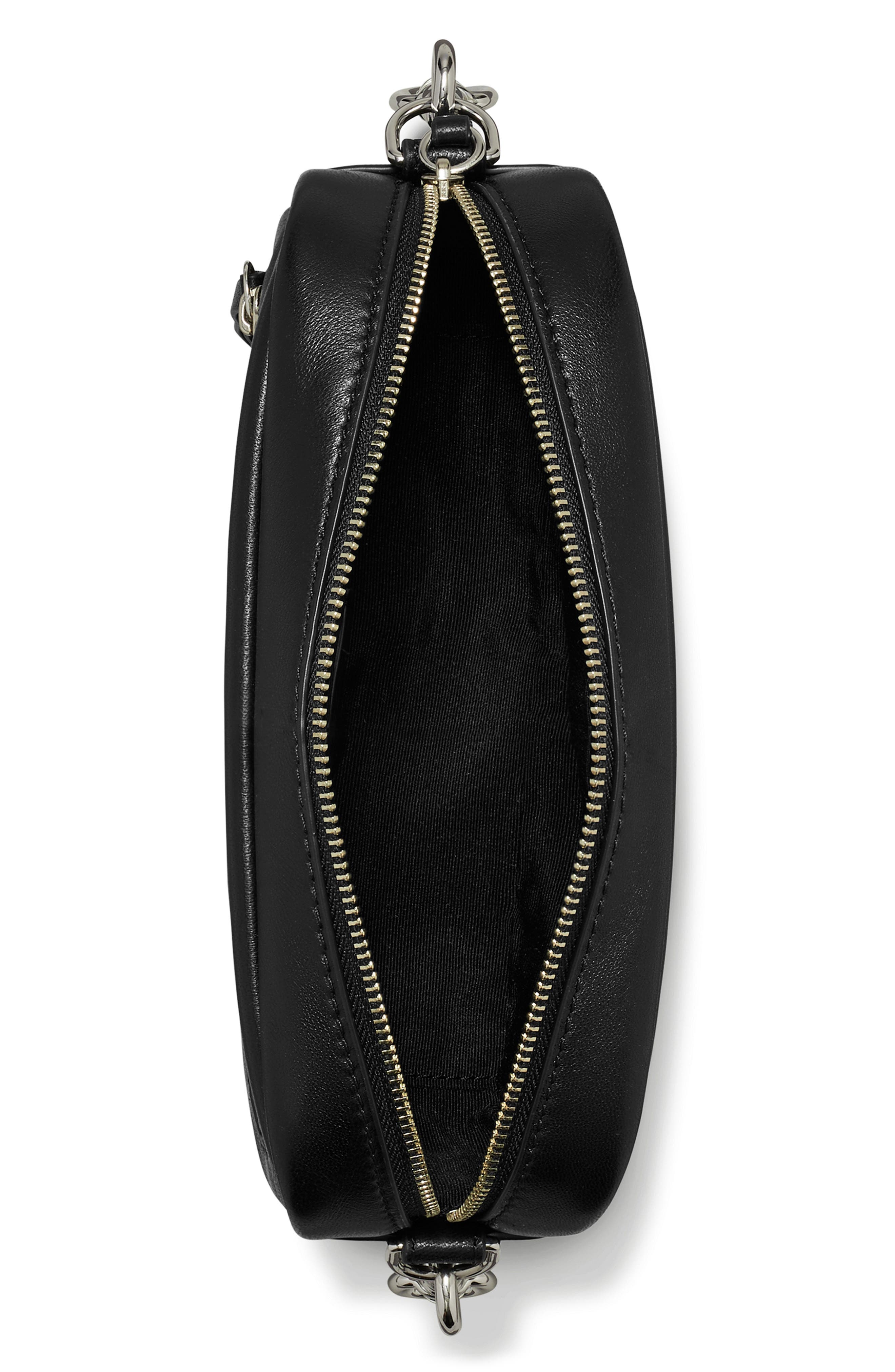 Tory Burch Mini Miller Soft Leather Crossbody Bag, Alternate, color, Black