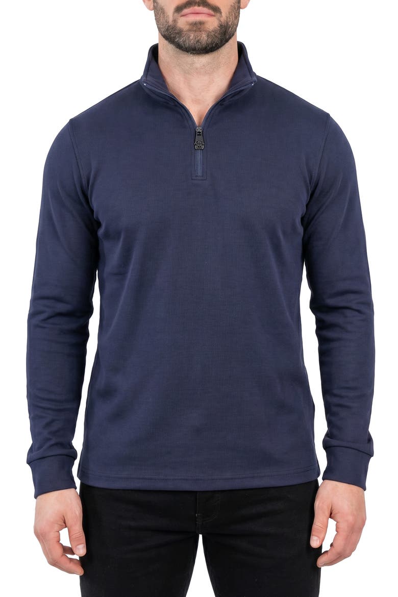 Mercerized Cotton Quarter Zip Pullover, Main, color, BLUE