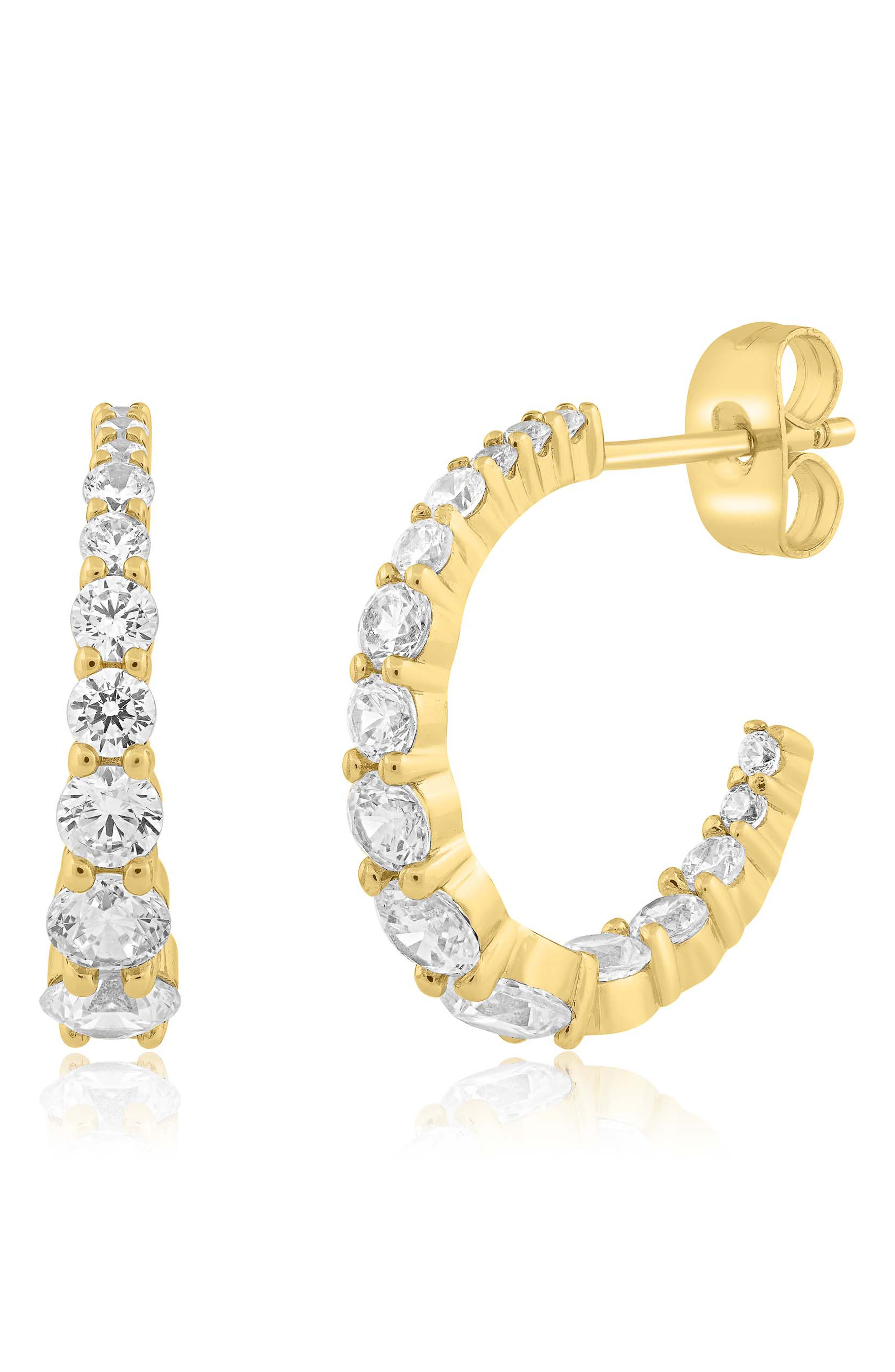 Cubic Zirconia Graduated Half Hoop Earrings