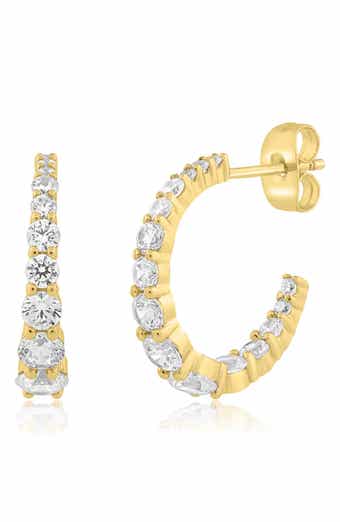 Cubic Zirconia Graduated Half Hoop Earrings