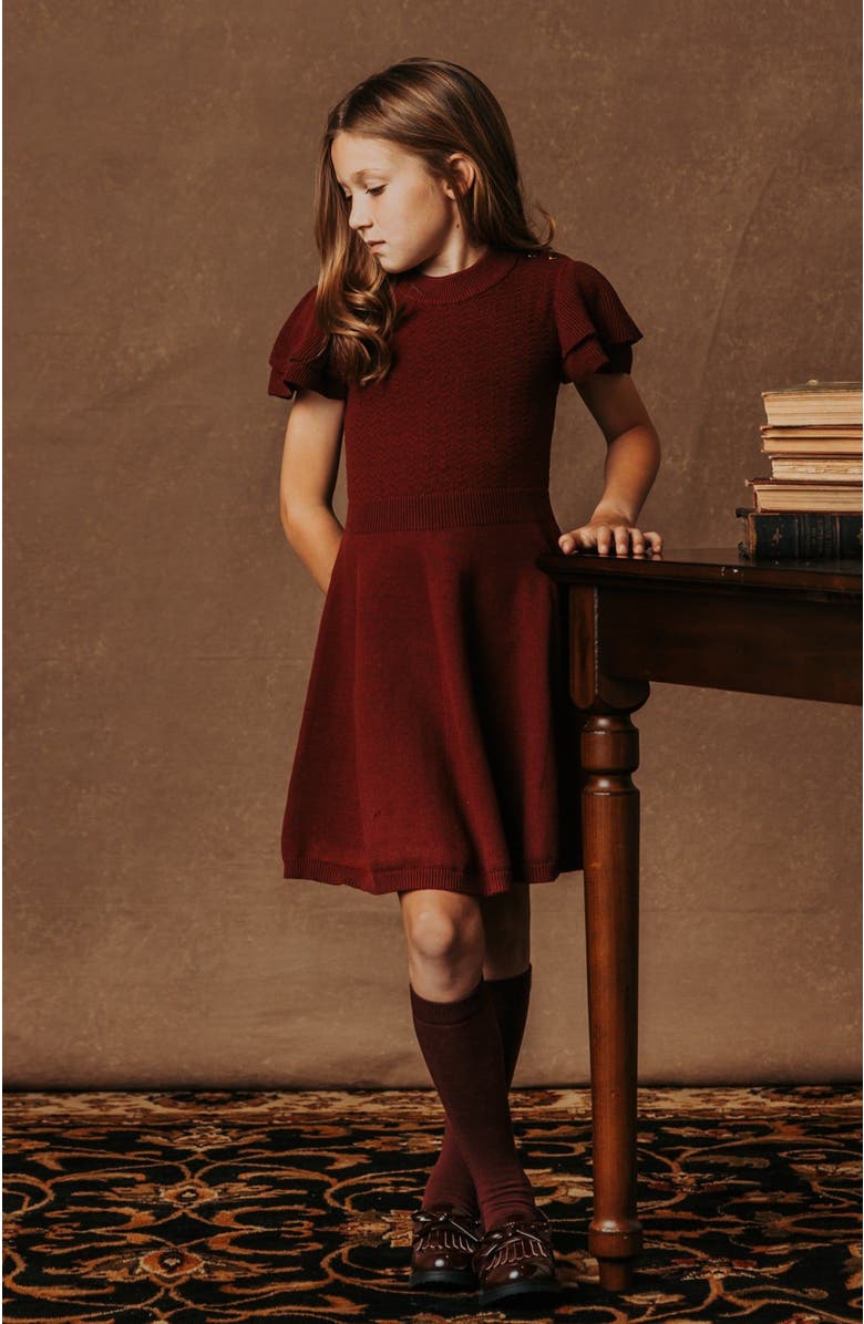 Hope & Henry Girls' Organic Flutter Sleeve Sweater Dress, Toddler, Alternate, color, 