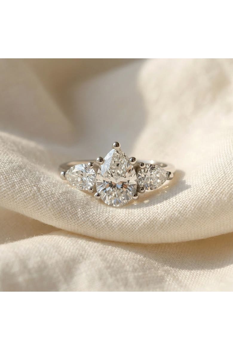 2Ct TW Pear Shape Three Stone Diamond Engagement Ring in 14k Gold Lab Grown, Alternate, color, 14k White Gold