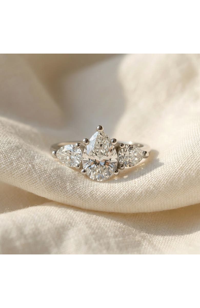 Bliss Diamond 2Ct TW Pear Shape Three Stone Diamond Engagement Ring in 14k Gold Lab Grown, Alternate, color, 14K White Gold