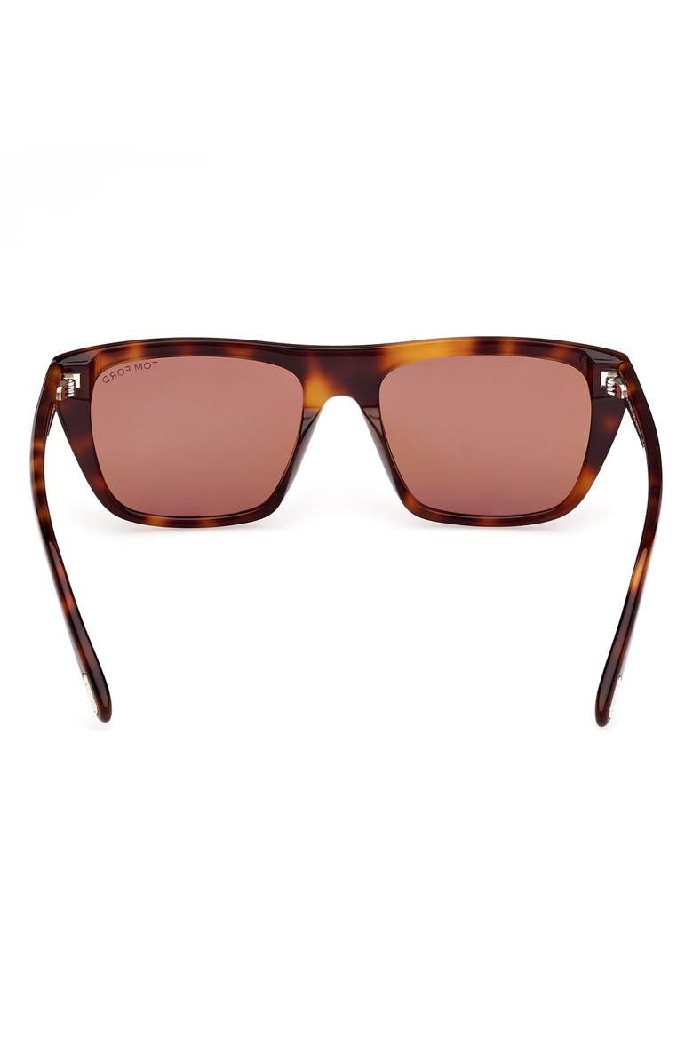 TOM FORD Aslan 56mm Rectangular Sunglasses, Alternate, color, Classic Havana / T Logo