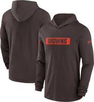 Nike Men's Nike Brown Cleveland Browns Sideline Hoodie Performance Long Sleeve T-Shirt