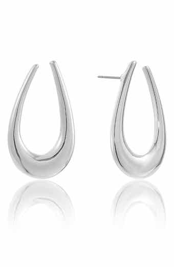 Elongated Oval Hoop Earrings