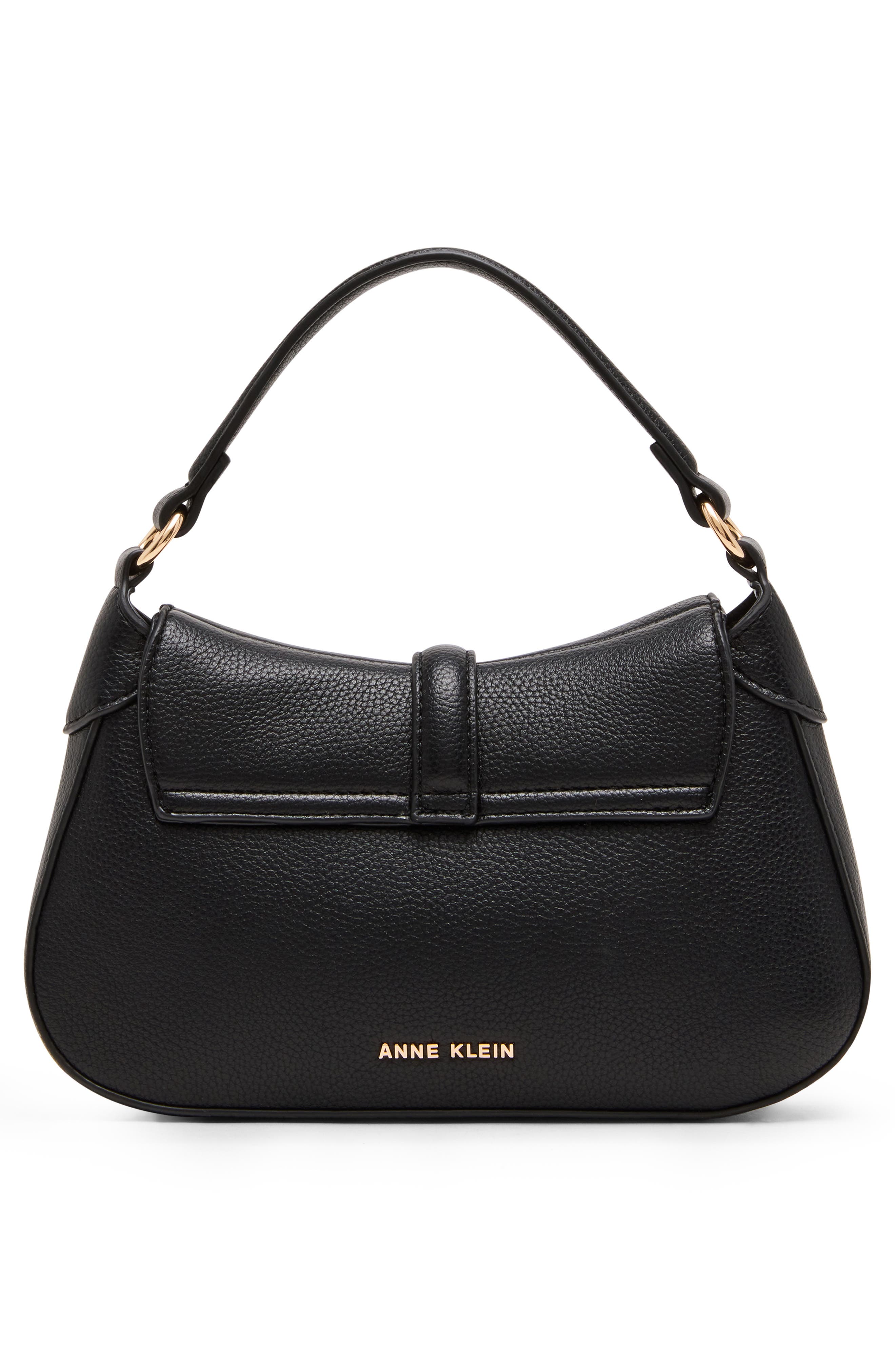 Anne Klein Chain Trim Crescent Shoulder Bag, Alternate, color, Black