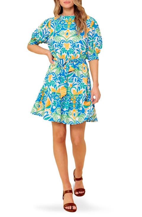Puff Sleeve Fit & Flare Minidress