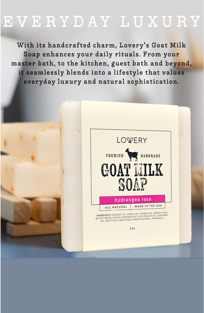Lovery Handmade Goat Milk Soap Made in USA - Hydrangea Rose - 3 Pack, Alternate, color, 3 Pack