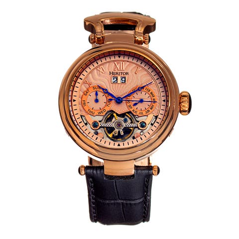 Ganzi Semi-Skeleton Leather-Band Watch