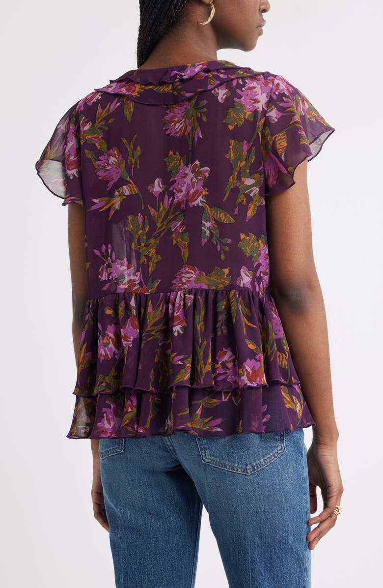 Treasure & Bond Ruffle Chiffon Top, Alternate, color, Purple- Green Ferrah Bloom