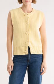 Ellen Tracy Floral Openwork Sweater Tank