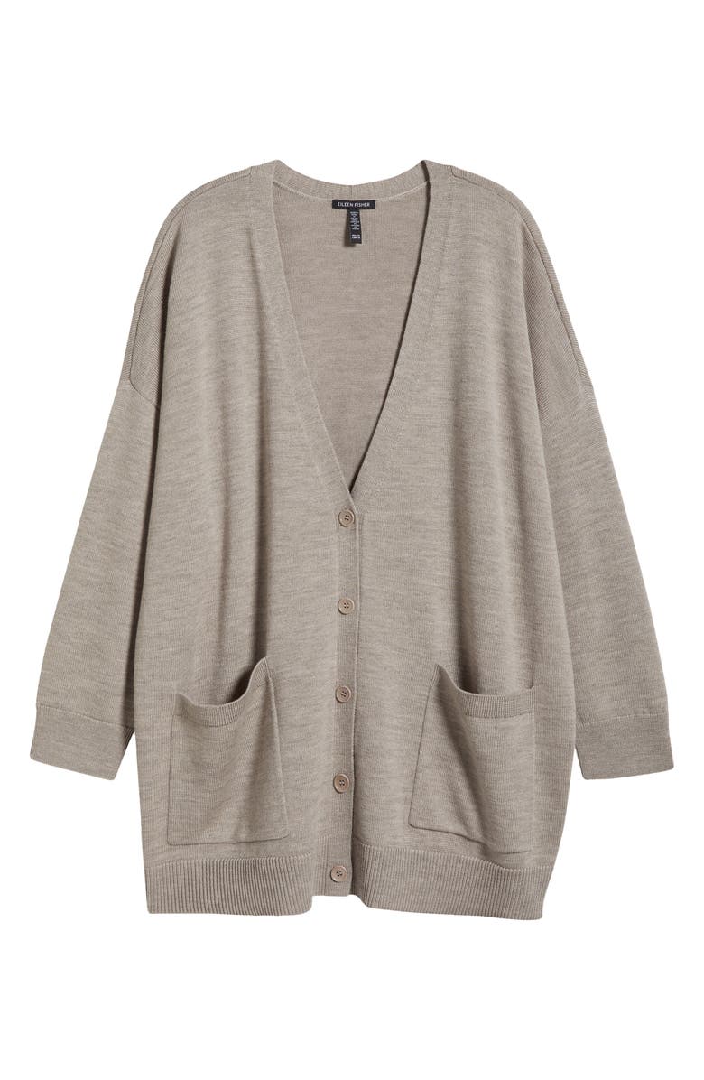 Eileen Fisher V-Neck Wool Cardigan, Alternate, color, 