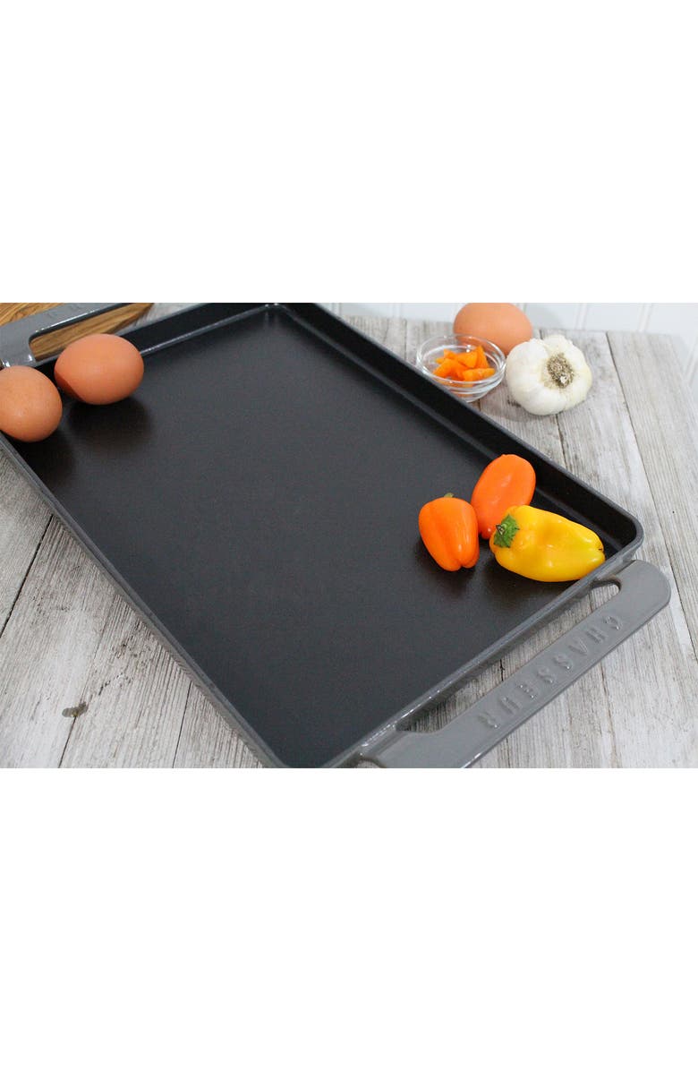 CHASSEUR 14" Caviar Grey Rectangular French Enameled Cast Iron Griddle, Alternate, color, 