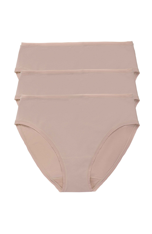 Natori Bliss Bare Cotton Hipster 3-pack In Cafe