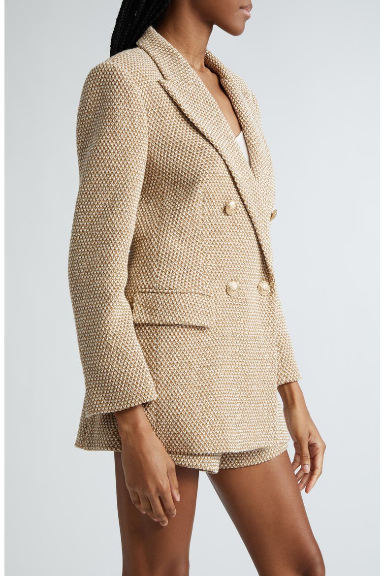 Riva Double Breasted Knit Blazer, Alternate, color, TAN/ IVORY MULTI
