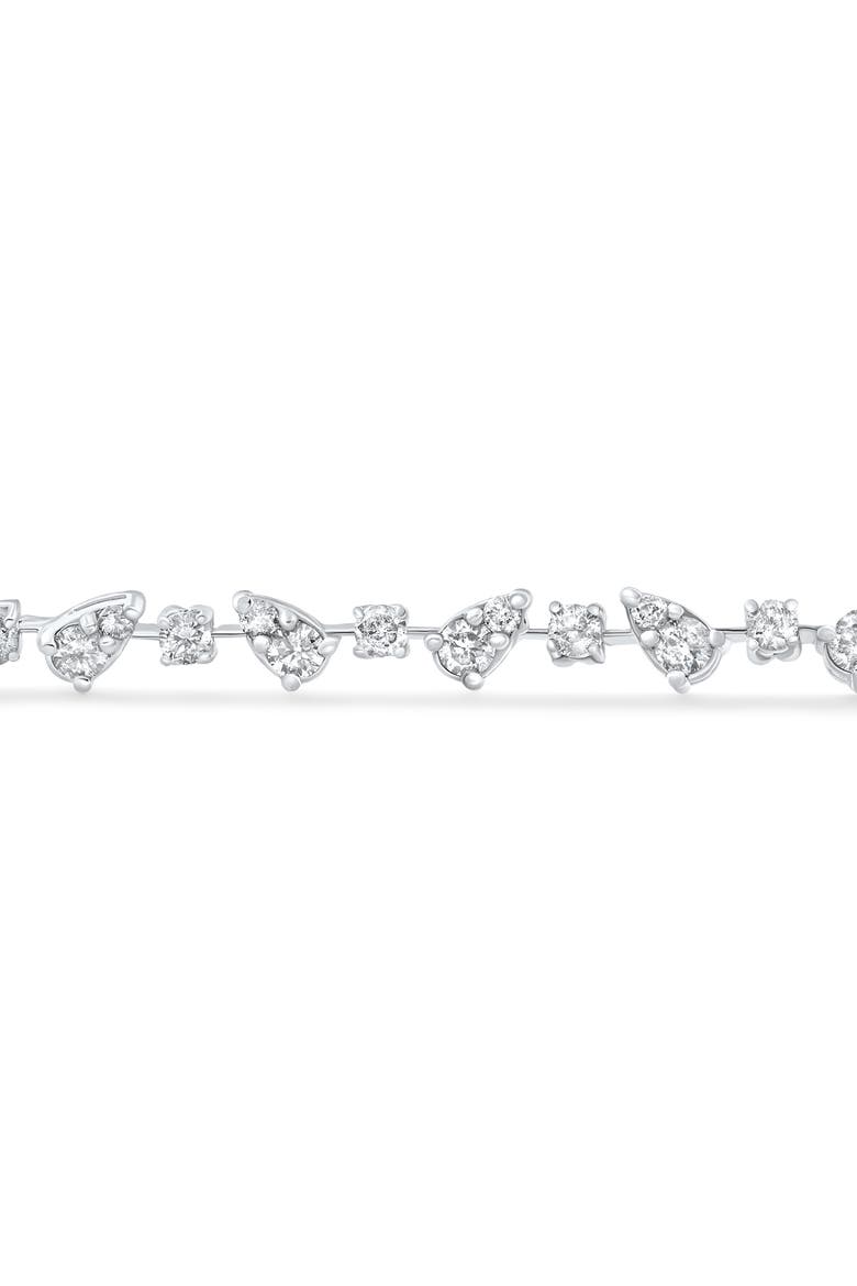 3.43Ct 14k Gold Diamond Pear Frame Tennis Bracelet 7" Women's Lab Grown, Alternate, color, 14k White Gold