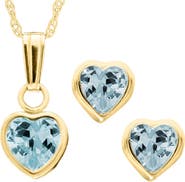 Mignonette 14k Gold Birthstone Necklace & Stud Earrings
