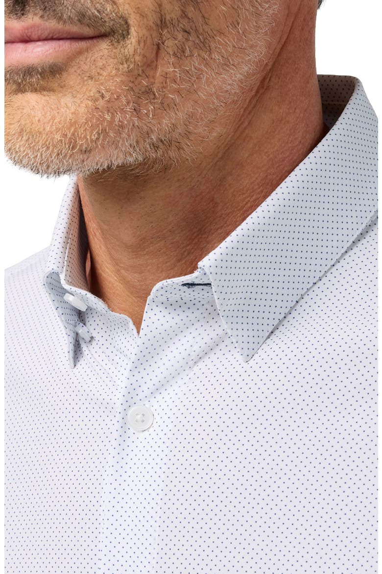 Leeward Trim Fit Micro Dot Performance Button-Up Shirt, Alternate, color, NAVY MICRO DOT