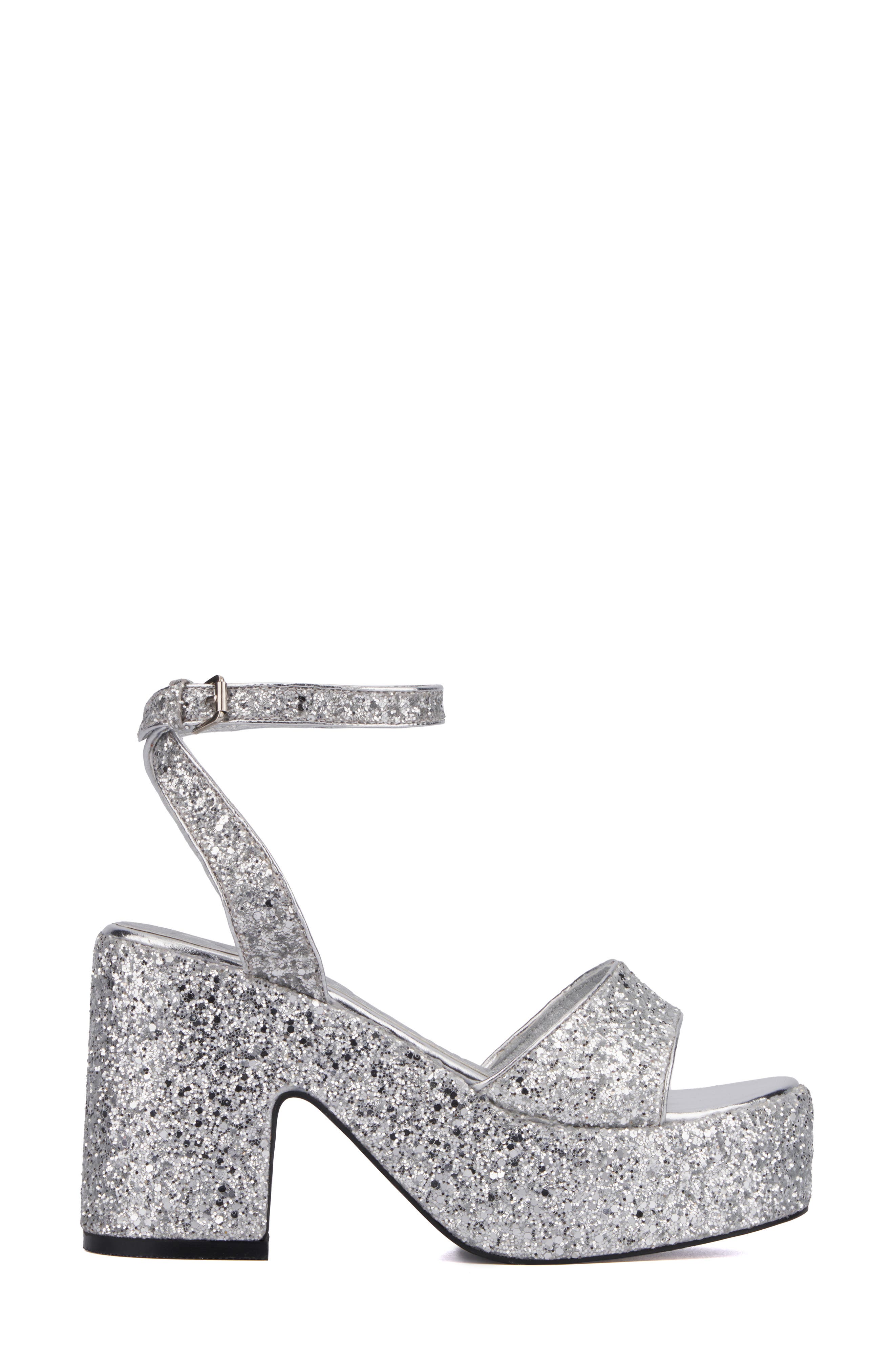 OLIVIA MILLER Capricorn Glitter Platform Sandal, Alternate, color, Silver Glitter