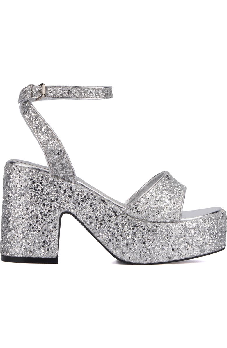 OLIVIA MILLER Capricorn Glitter Platform Sandal, Alternate, color, Silver Glitter