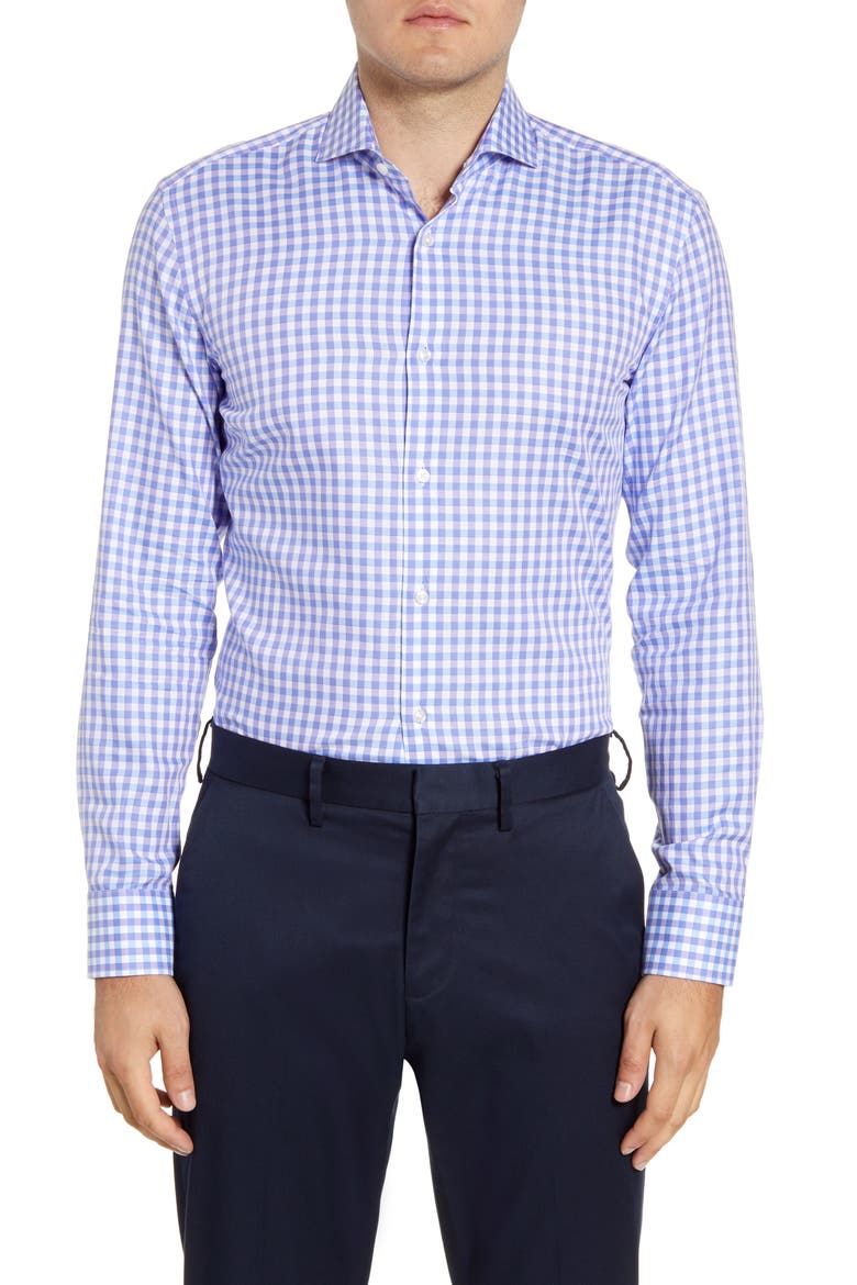 Slim Fit Check Dress Shirt, Main, color, PURPLE