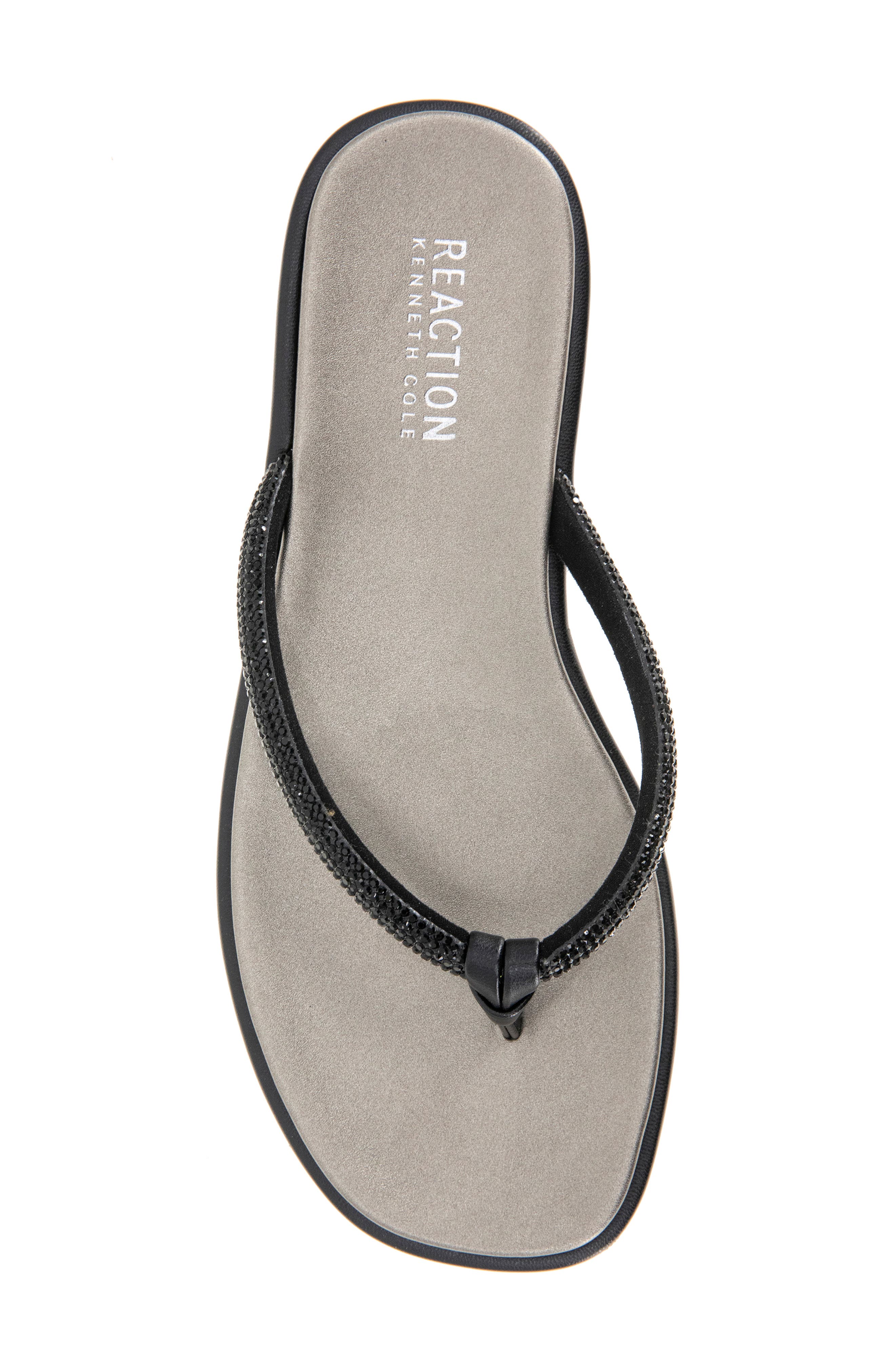 Reaction Kenneth Cole Wynwood Crystal Strap Flip Flop, Alternate, color, Black
