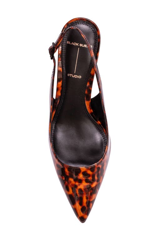 Black Suede Studio Alloy Pointed Toe Slingback Pump In Tortoise Patent