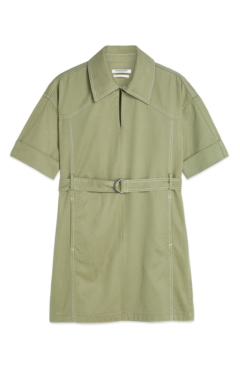 Scotch & Soda Belted Cotton Blend Utility Minidress, Alternate, color, Oil Green