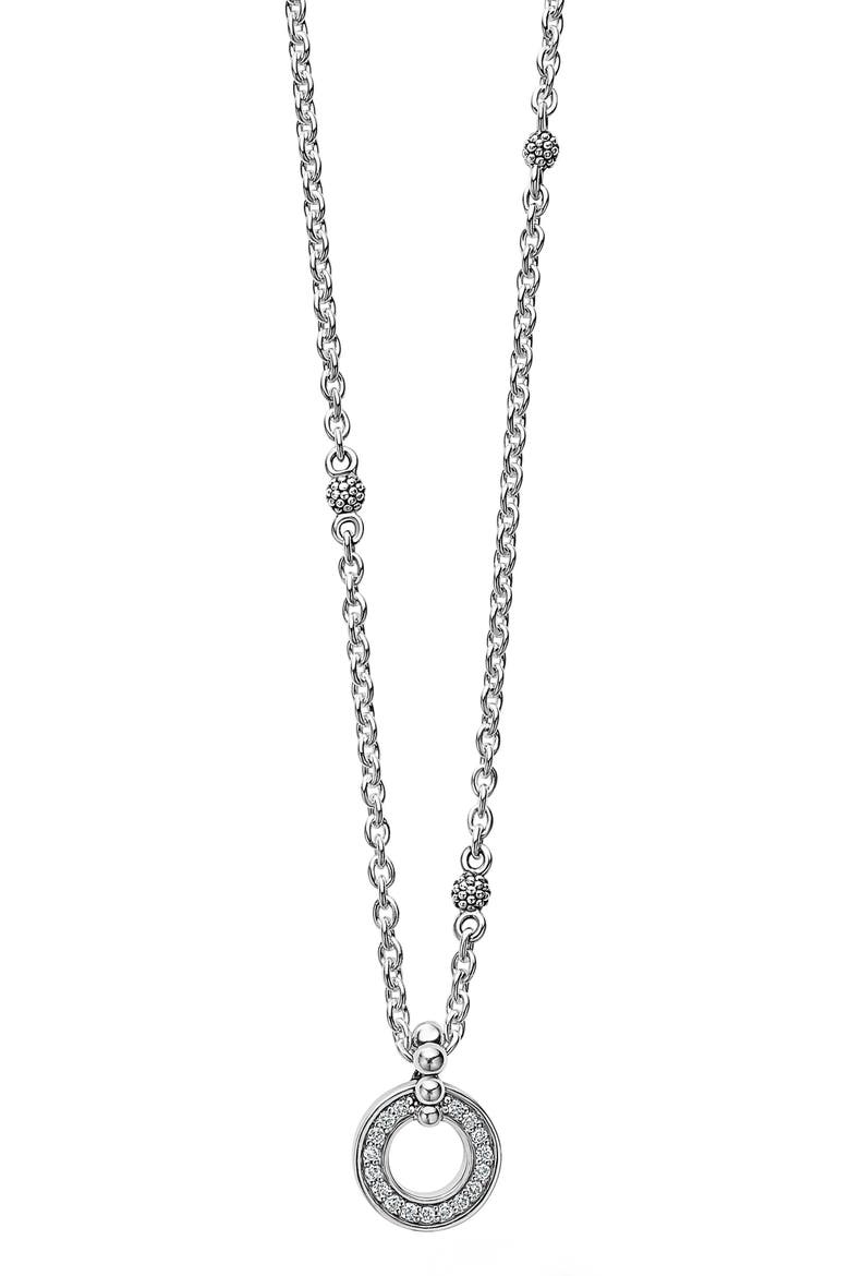 Caviar Spark Diamond Open Circle Pendant Necklace, Main, color, DIAMOND/ SILVER