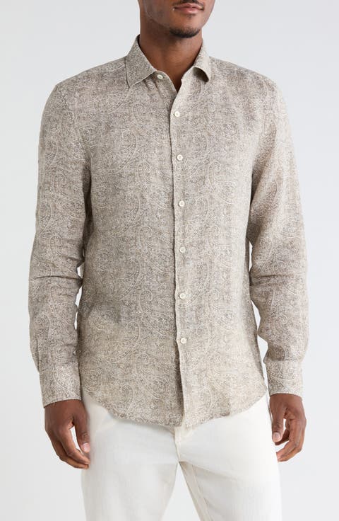 Linen Long Sleeve Button-Up Shirt