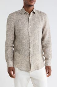 Bugatchi Linen Long Sleeve Button-Up Shirt