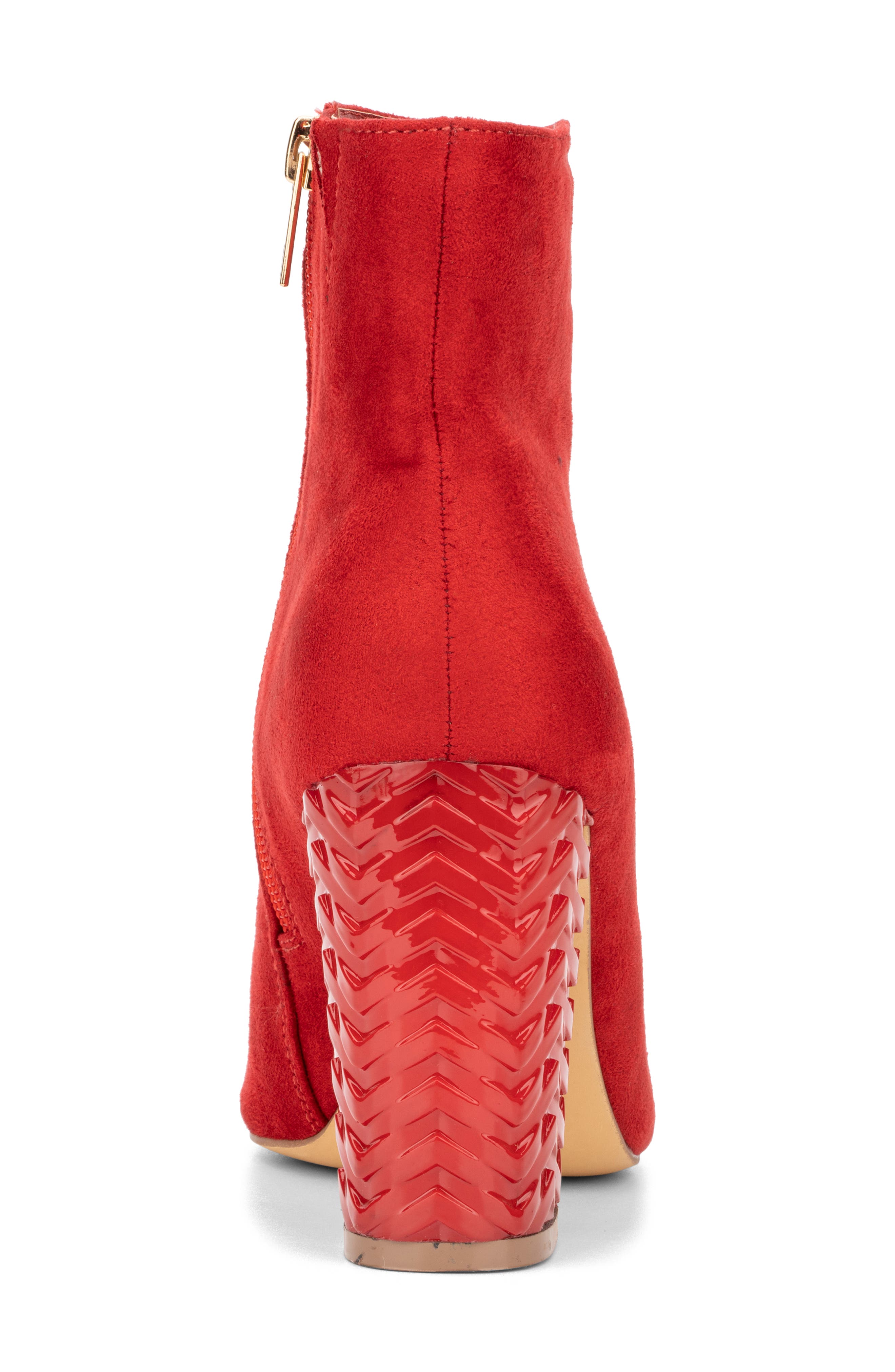 NEW YORK AND COMPANY Zhuri Faux Suede Zigzag Block Heel Bootie, Alternate, color, Red