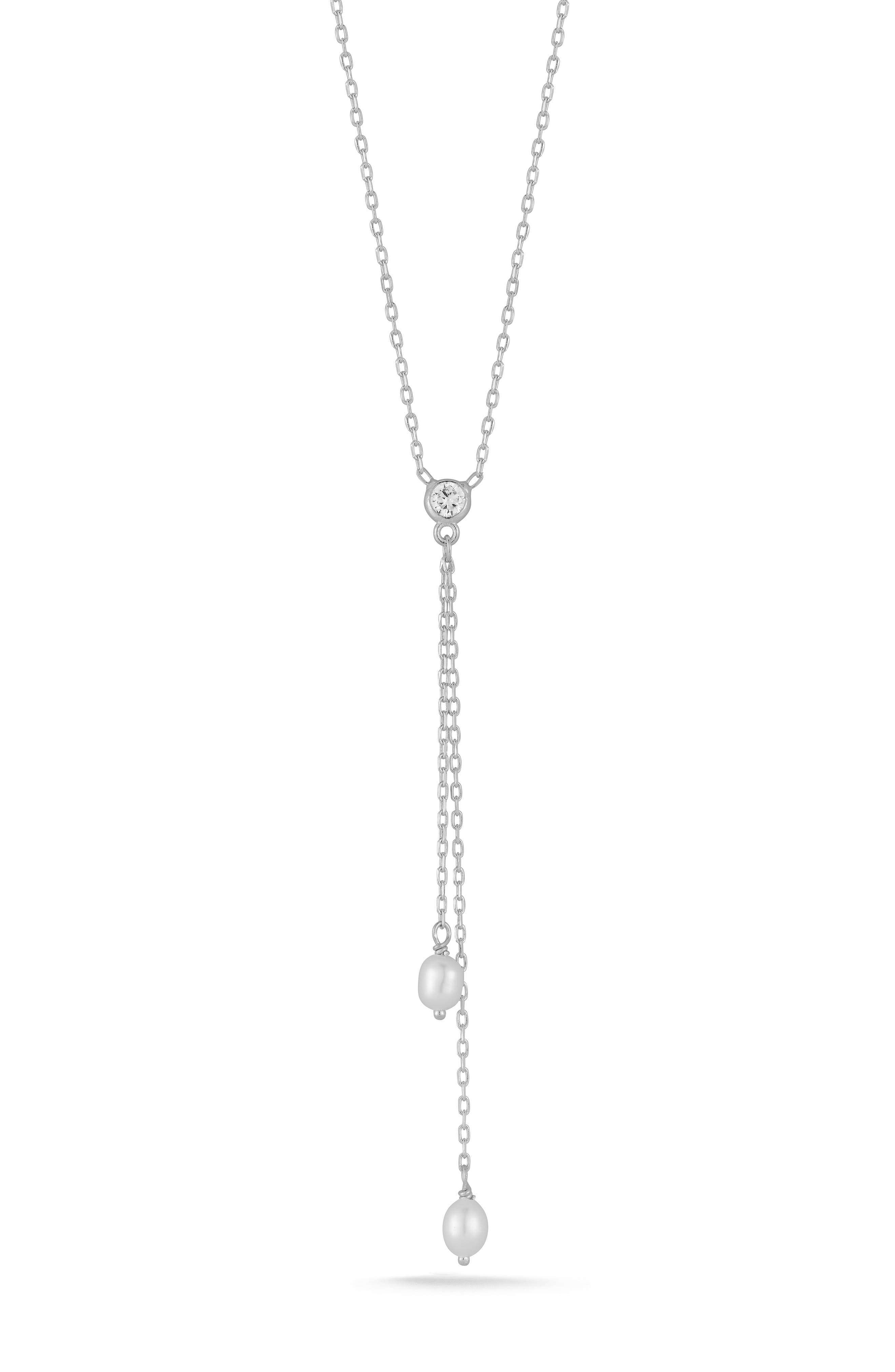 GLAZE JEWELRY Cubic Zirconia & Cultured Pearl Y-Necklace