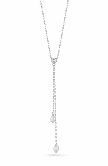 GLAZE JEWELRY Cubic Zirconia & Cultured Pearl Y-Necklace