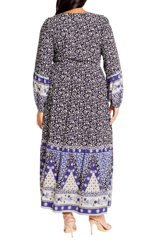 Shop City Chic Faith Border Print Long Sleeve Maxi Dress In Eternal Border