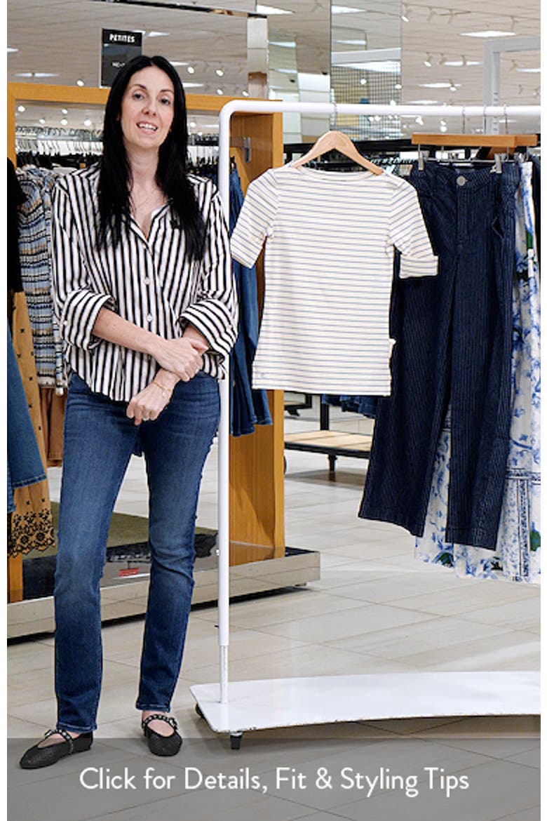 Stripe Stretch Cotton Boatneck Top video