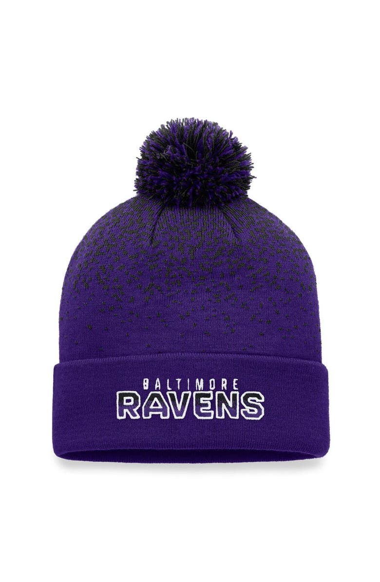 FANATICS Men's Fanatics Branded Purple Baltimore Ravens Iconic Gradient Cuffed Knit Hat with Pom, Main, color,