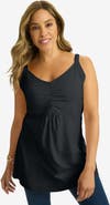 Jessica London Stretch Cotton Shirred Tank