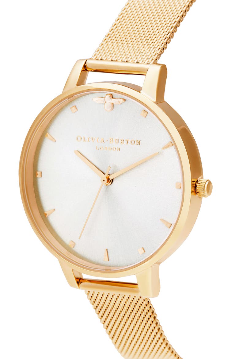 Queen Bee Mesh Strap Watch, 38mm, Alternate, color, GOLD/ BLUSH/ GOLD