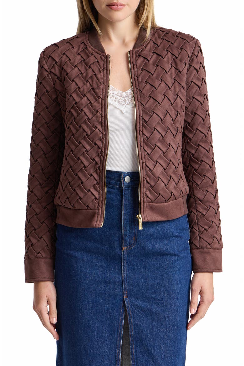Woven Bomber Jacket, Alternate, color, CHOCOLATE BROWN