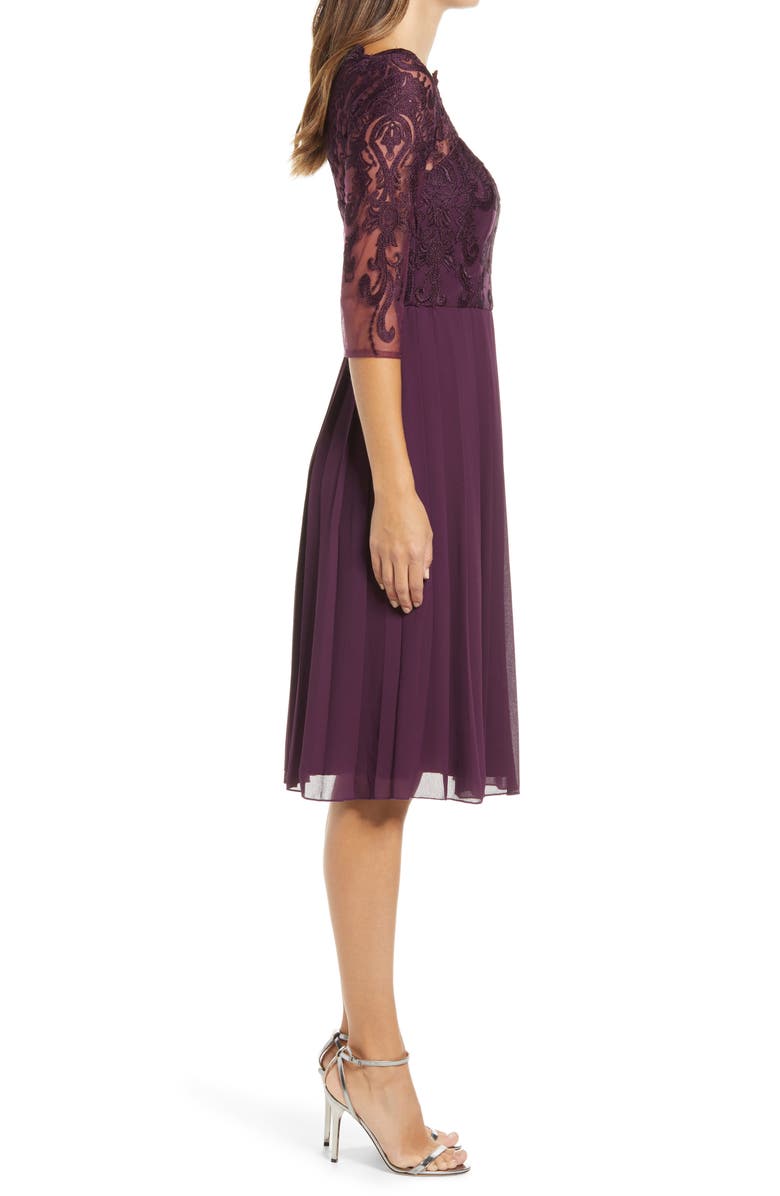 Chi Chi London Melina Lace Bodice Fit & Flare Cocktail Dress, Alternate, color, 